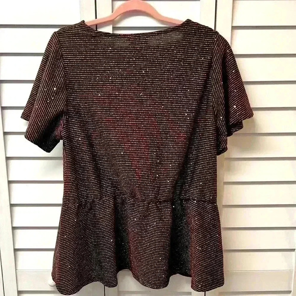 Lane Bryant Classic Flutter Sleeve V-Neck Perplum Top Size 18/20 Copper NWT - Picture 8 of 9